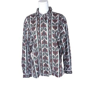 John Henry 70s Vintage Paisley‎ Stripe Button-Up Shirt – Size 14 Western